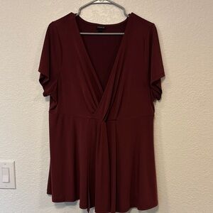 Torrid Deep Red V-Neck Blouse